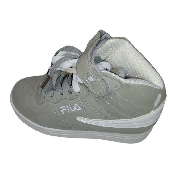 NEW Fila Boys' Vulc Basketball Hightop Shoes Heather Grey/White Size 11½ *Flawed - Picture 2 of 10